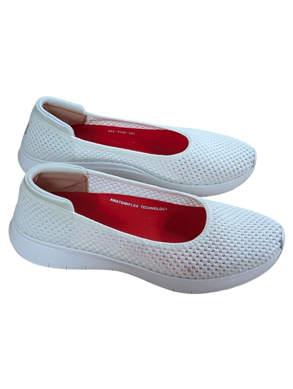 FitFlop Airmesh Ballerinas Urban White Slip On's Size 7 - Picture 2 of 14